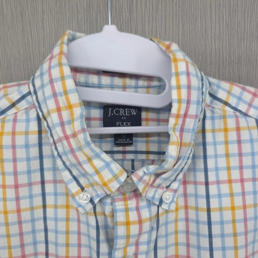 J Crew Flex Washed Slim Untucked Plaid Button Down Shirt Mens Medium